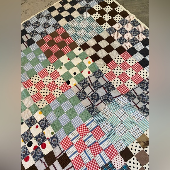 Handmade Multi Colored Quilt 62”+82” 🩵🌸 - Picture 8 of 9